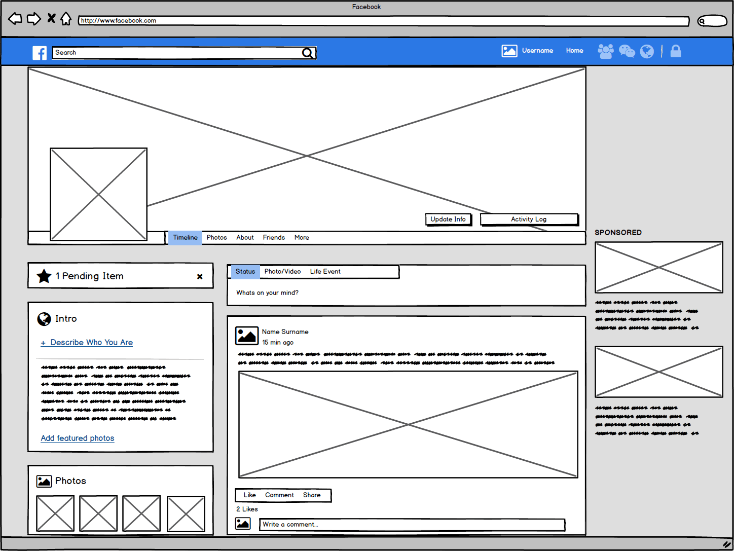 facebook profile page mockup